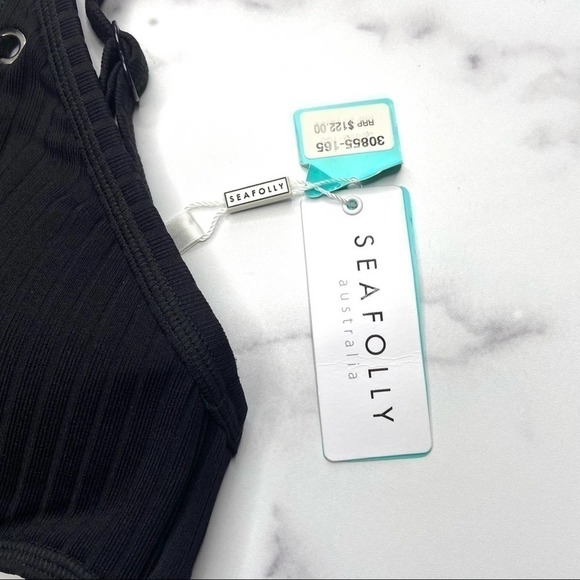 Seafolly Inka Rib Lace Up High Neck Tank NWT - Picture 9 of 12